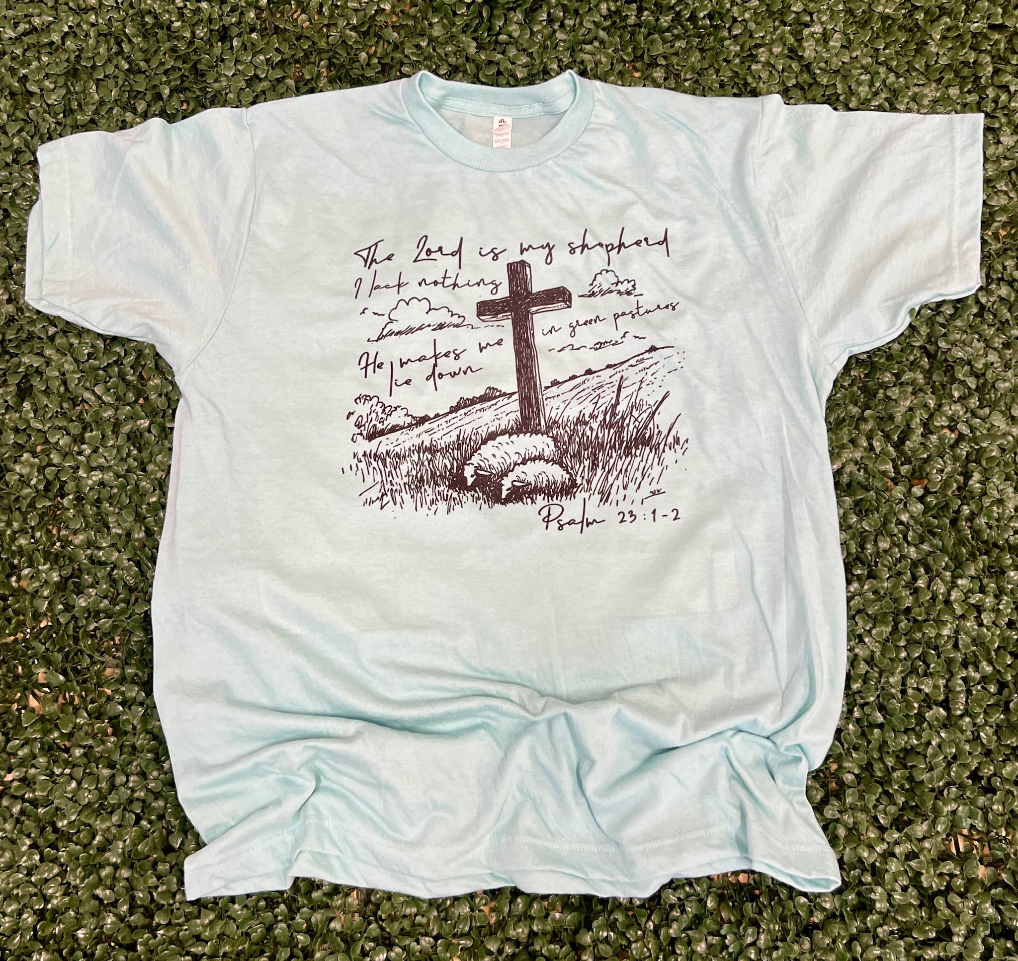 The Lord Is My Shepard On Tultex Purist Blue Tee