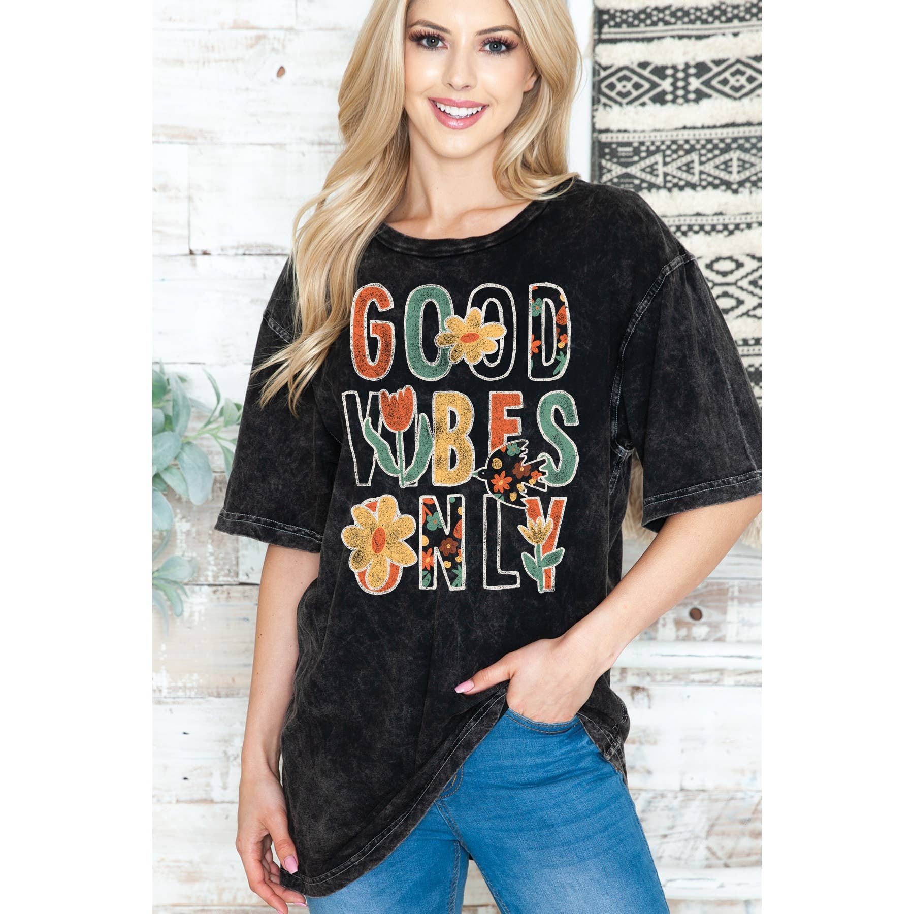 Good Vibes Only - Unisex Oversized Mineral Wash