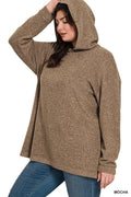 1014 Hooded Brushed Melange Hacci Sweater SI-27235