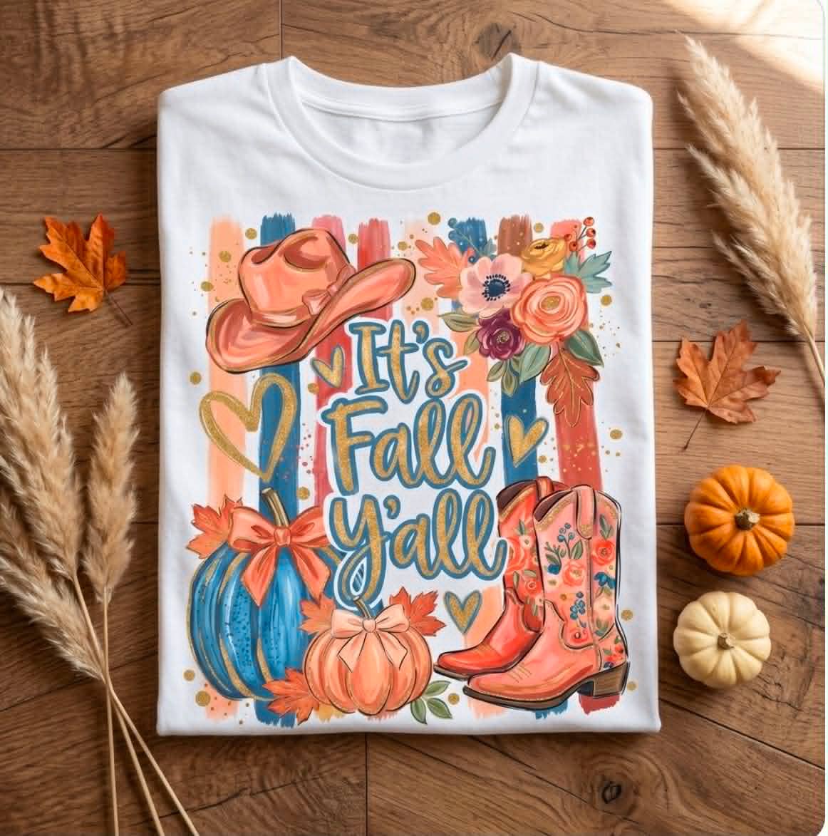 It's Fall Yall Western Pumpkin Cream Seasonal Graphic Tee