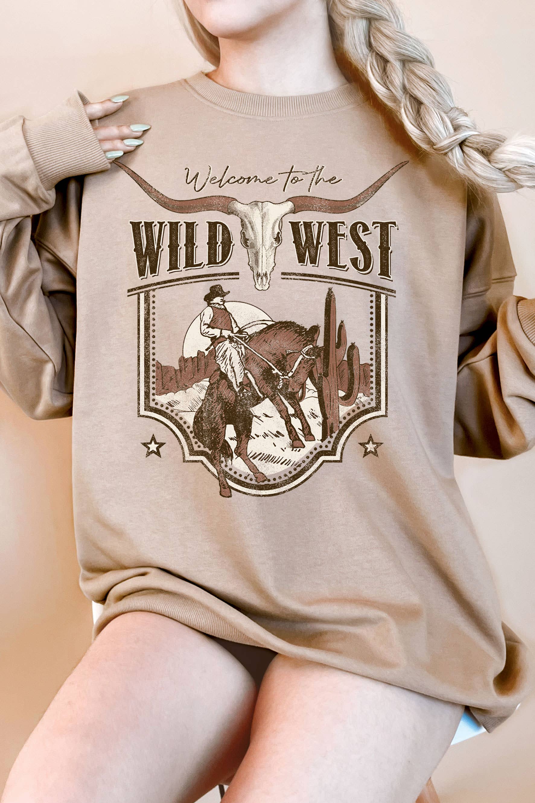 Welcome To the Wild West Graphix Terry Oversized Sweatshirts