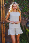 R5658  Linen Textured Woven Layered Romper