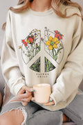 Peace Flower Child Graphic Brushed Sweatshirts