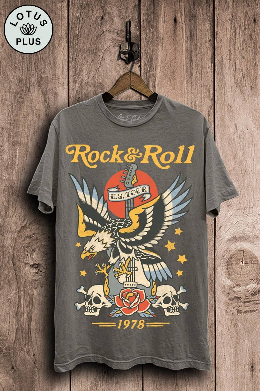 Rock & Roll Eagle Tattoo Graphic Top