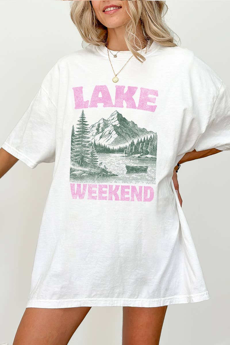 Lake Weekend Vintage Graphic Oversized Tee