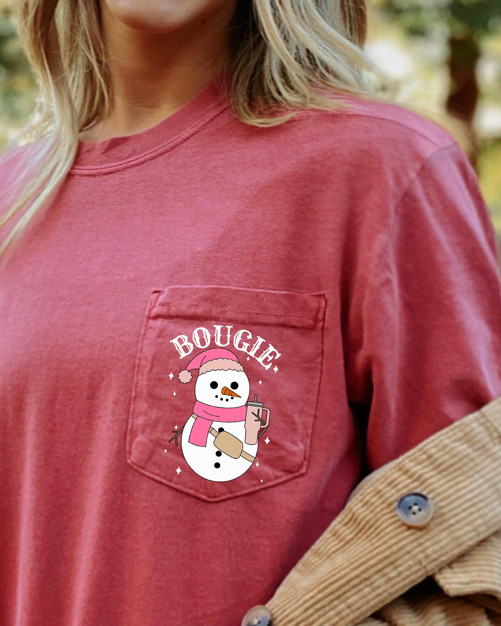Bougie Snowman, Pocket, Bouji, Christmas, Xmas Pocket Tee