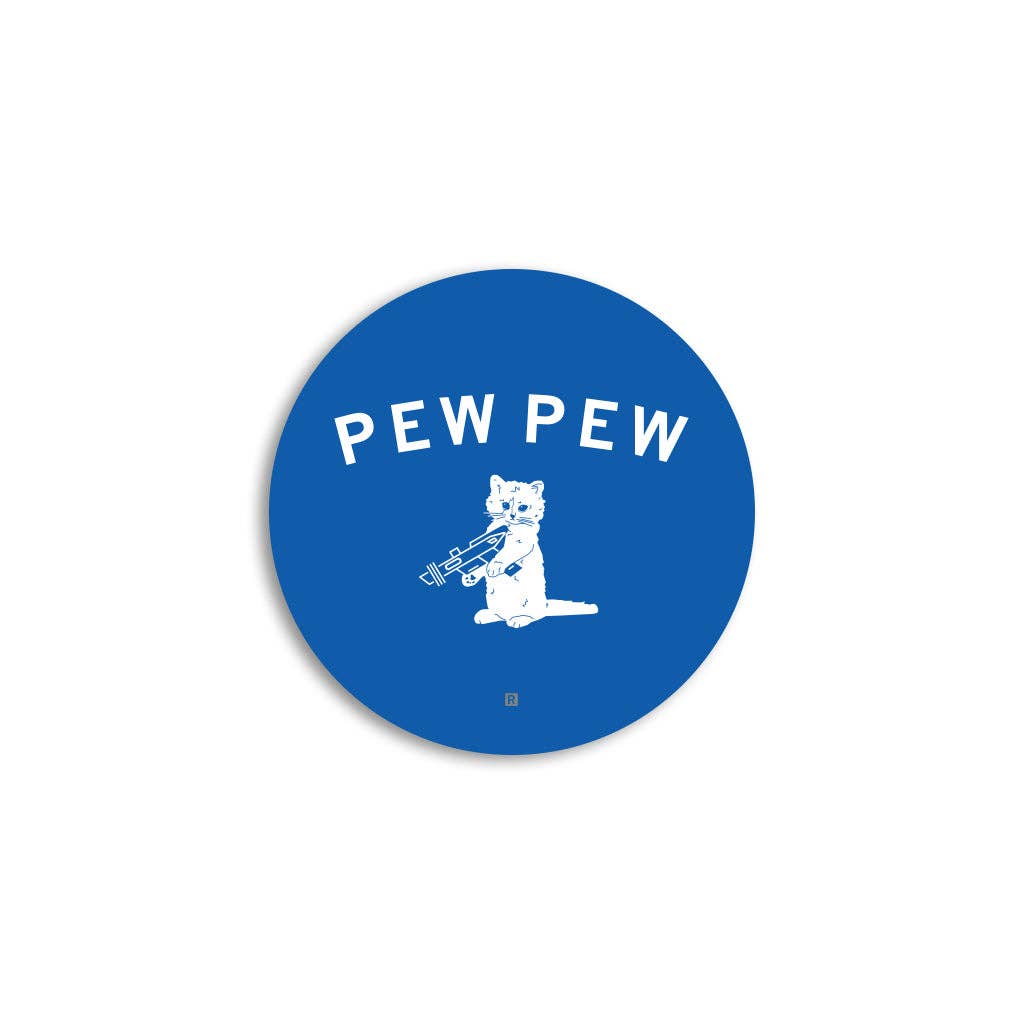 Pew Pew Curved Logo Mini Circle Sticker