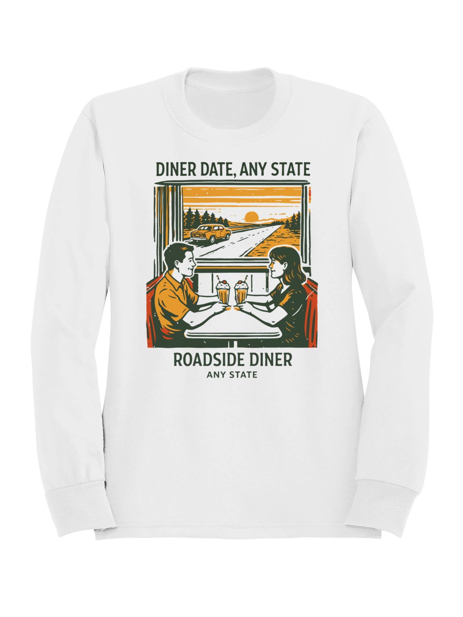 Roadtrip USA Diner Date Roadside Adventure Men's Sweatshirt