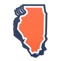 Illinois Outline Orange & Blue Die-Cut Sticker
