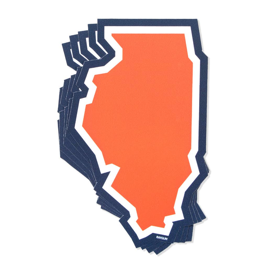 Illinois Outline Orange & Blue Die-Cut Sticker