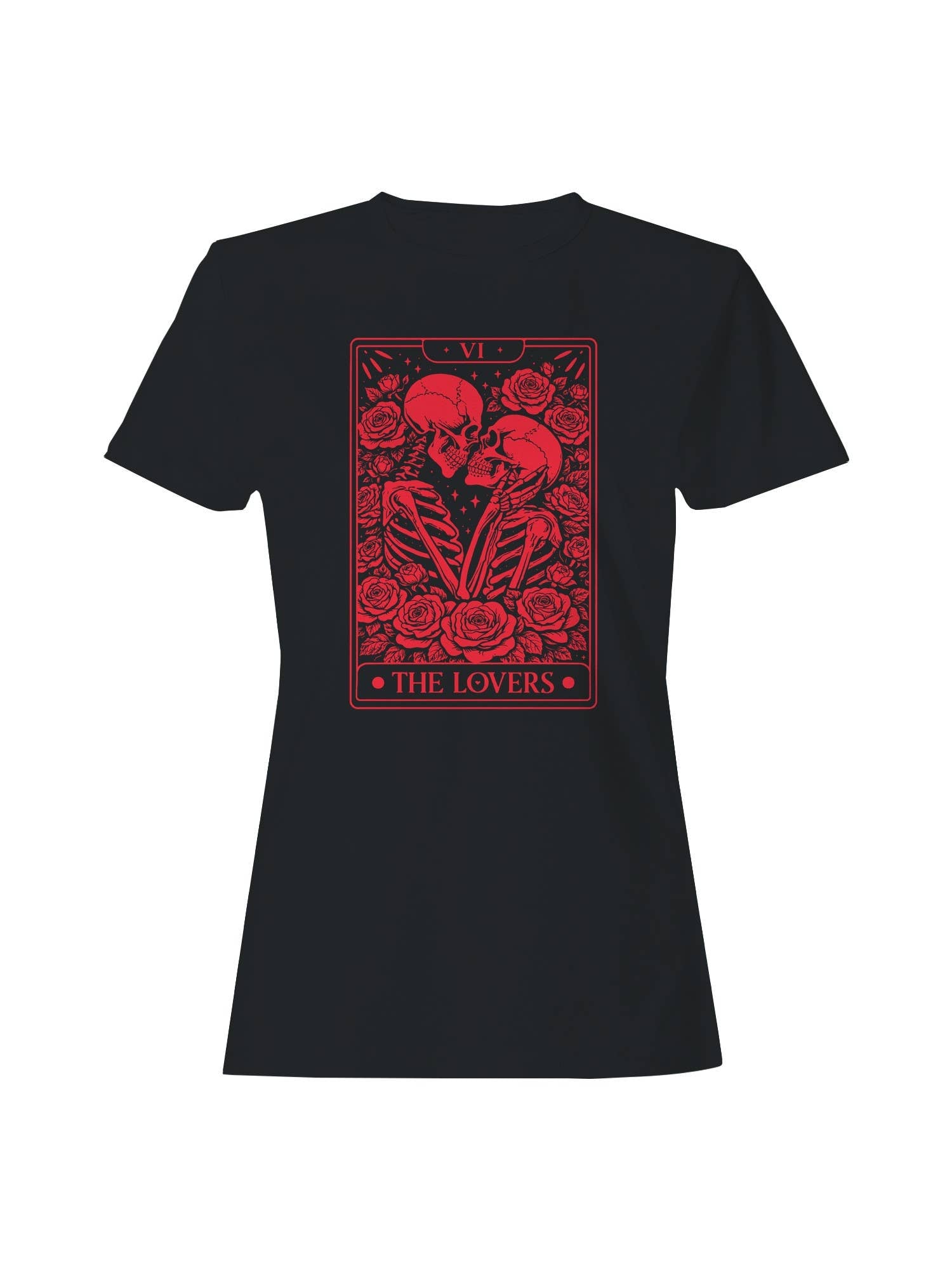 Tarot Lovers Skeleton Art Women's T-Shirt