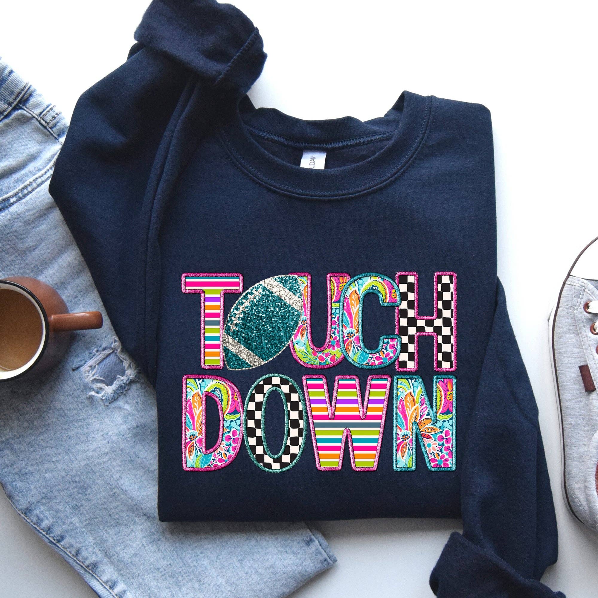 Touchdown, Colorful Football, Sports, Game Day Sweatshirt