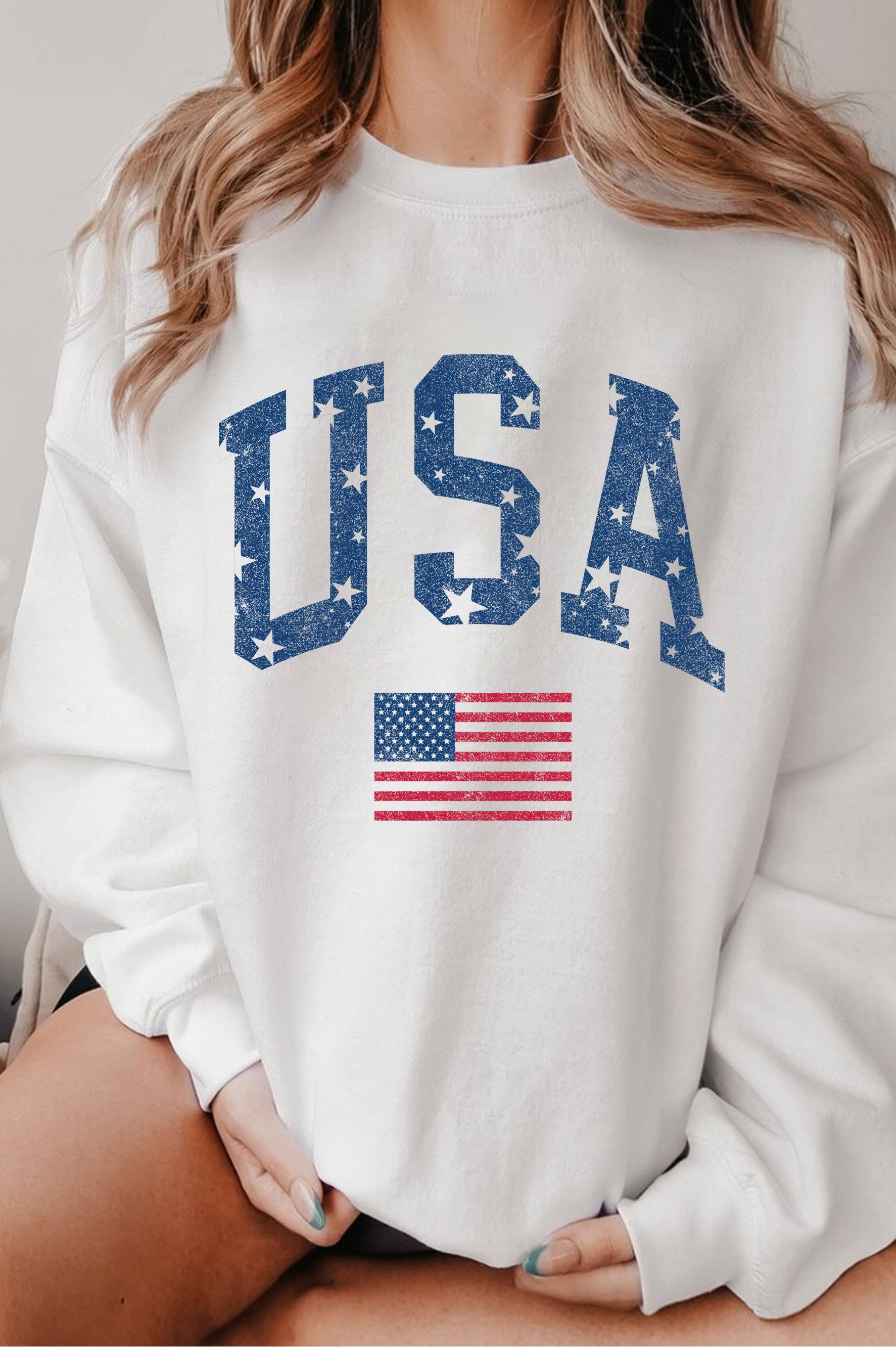 USA Flag Graphic Brushed Sweatshirts