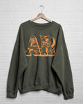 Arkansas Mushroom Military Green Thrifted Graphic Sweatshirt
