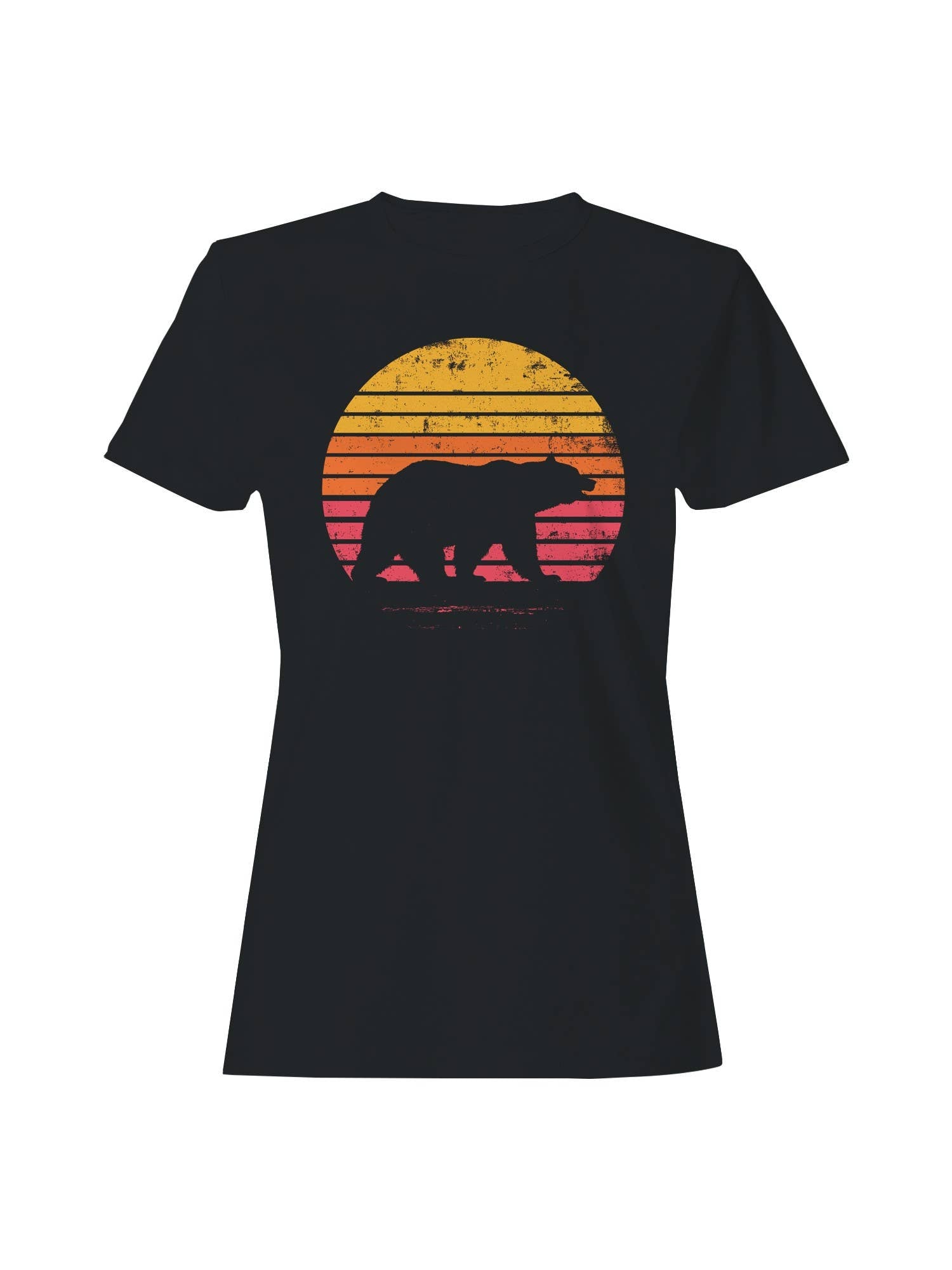 Vintage Sunset Bear Silhouette Women's T-Shirt