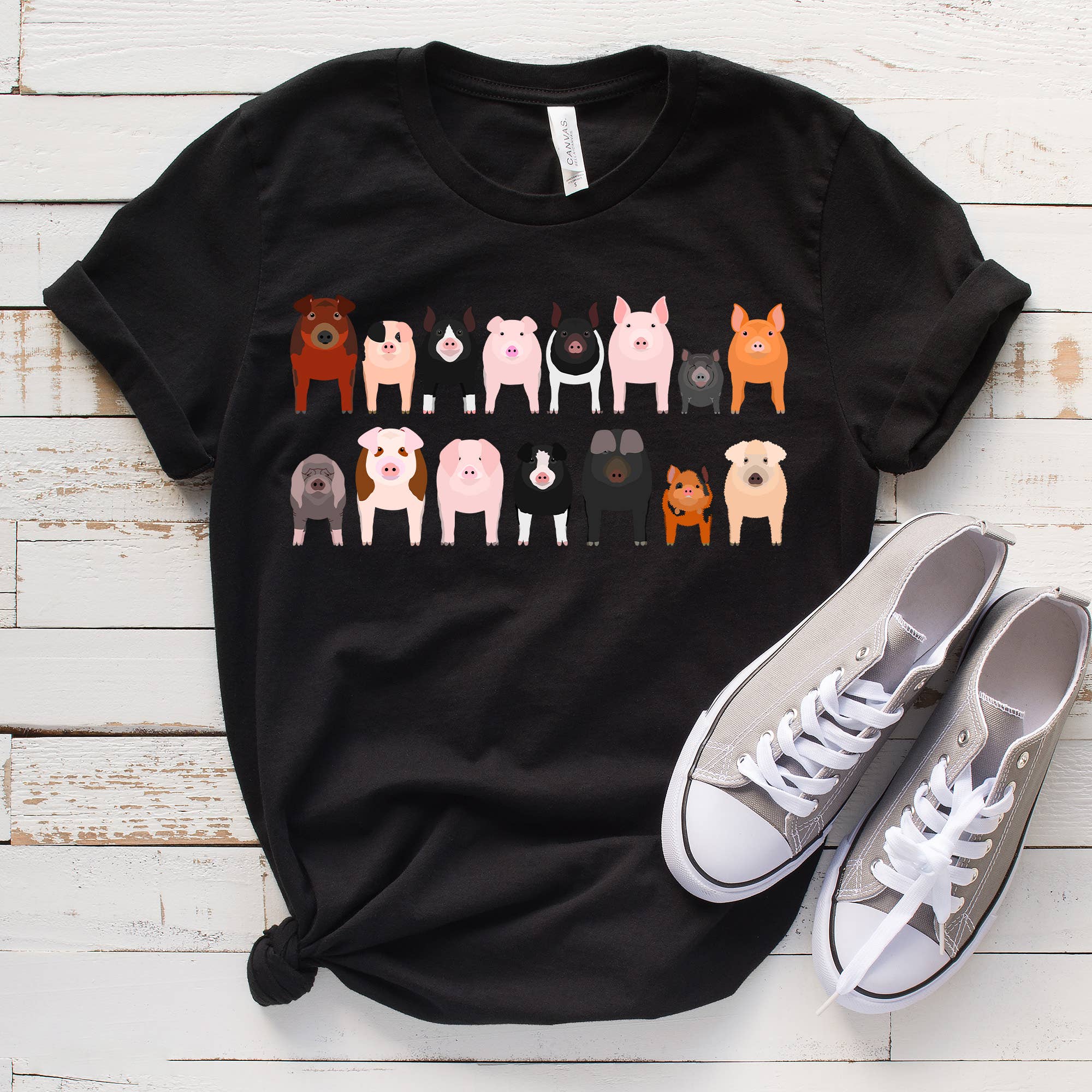Pig Breeds T-Shirt - Animal Lovers Tees- Farm Animals Tees