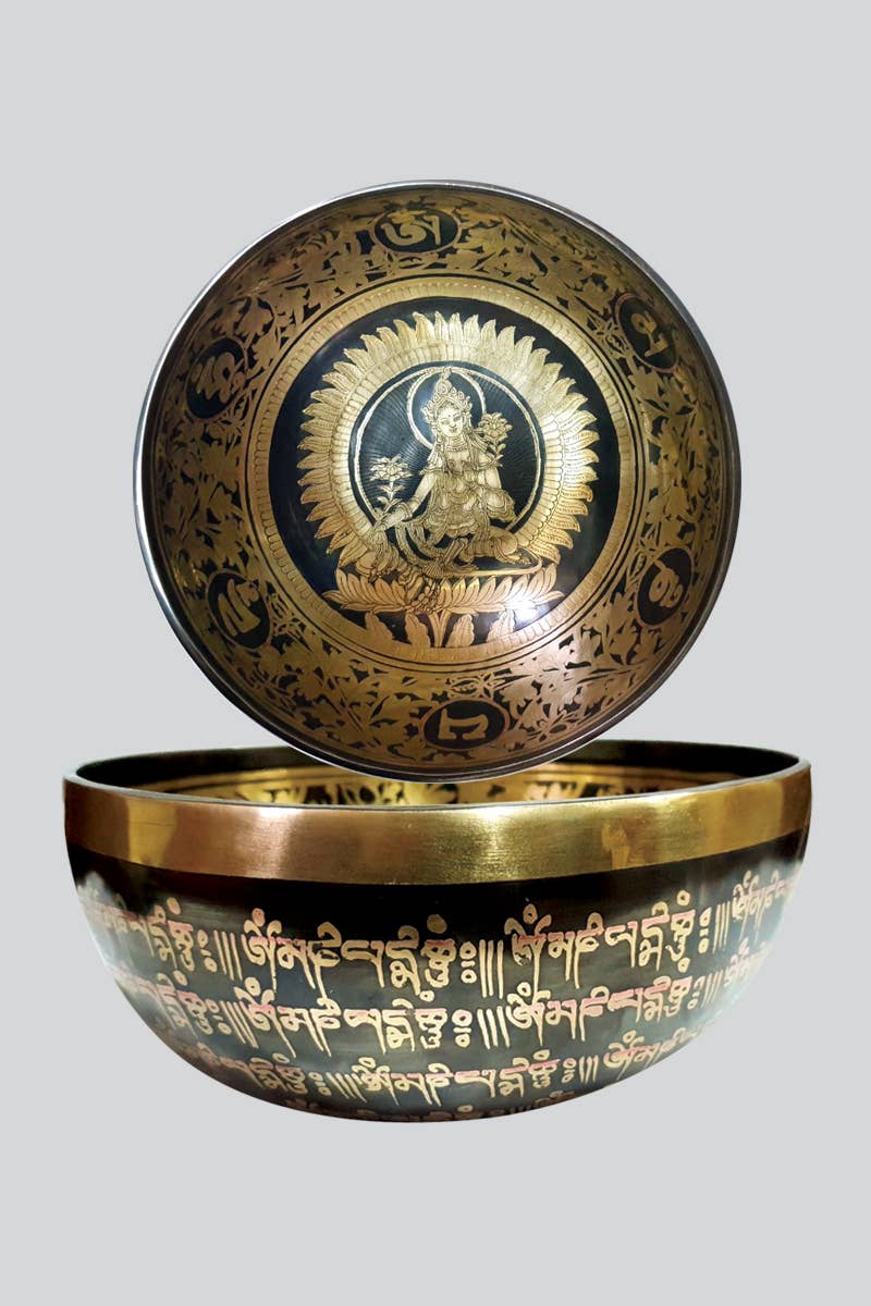 Hand-Carved Green Tara Singing Bowl
 (SB-41)