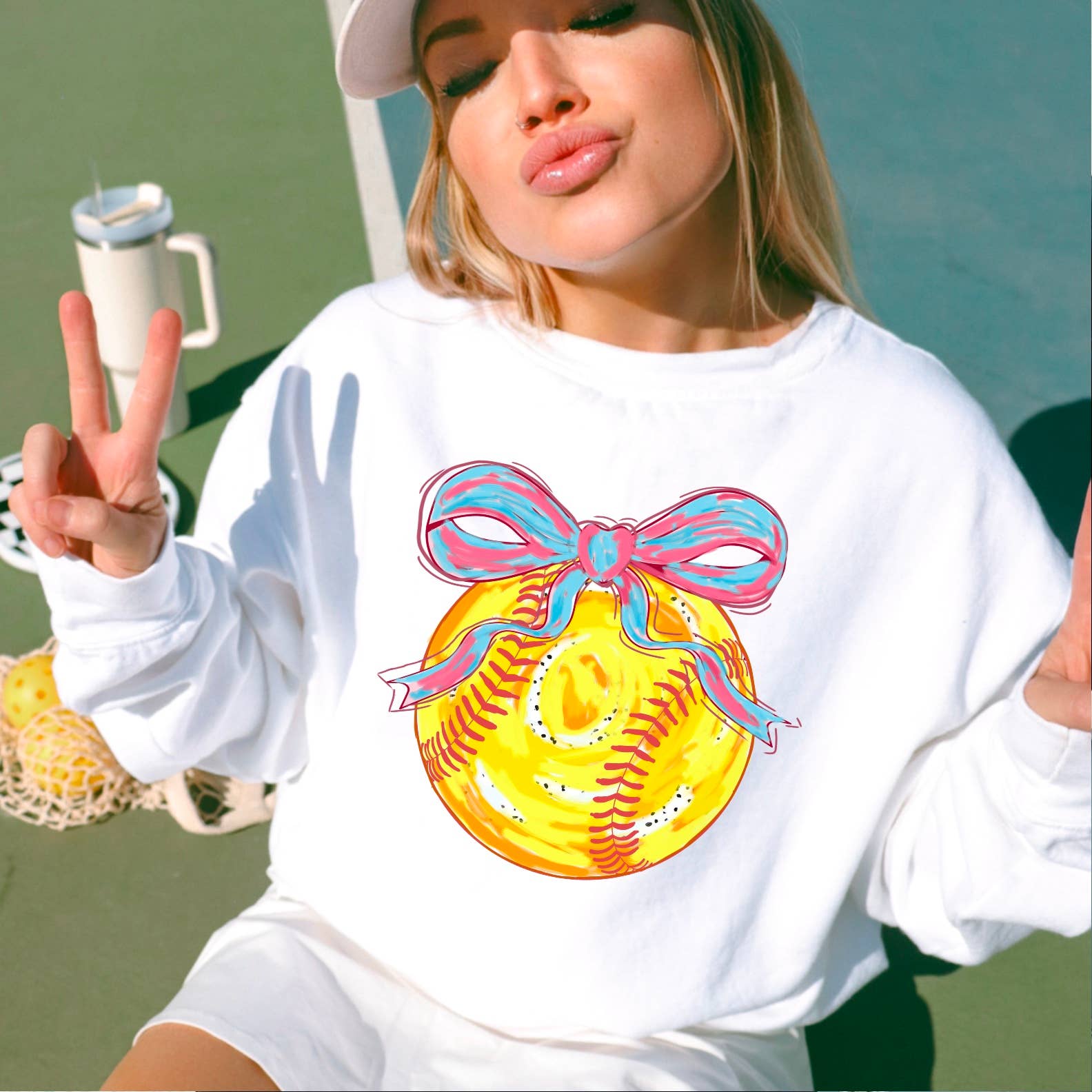 Coquette Softball Graphic Sweatshirt