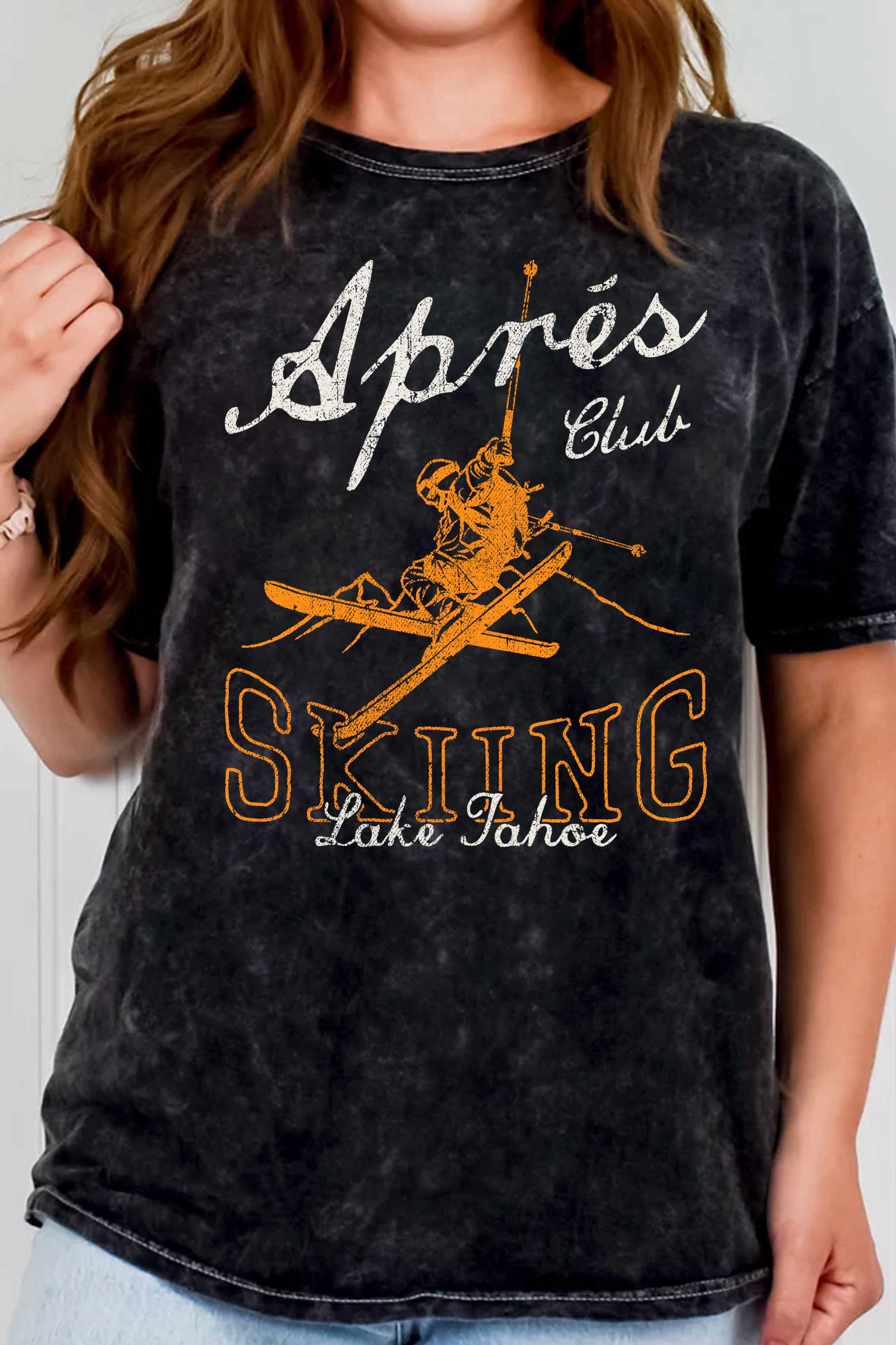 Apres Club Skiing Lake Tahoe Puff Mineral Graphic Tshirt