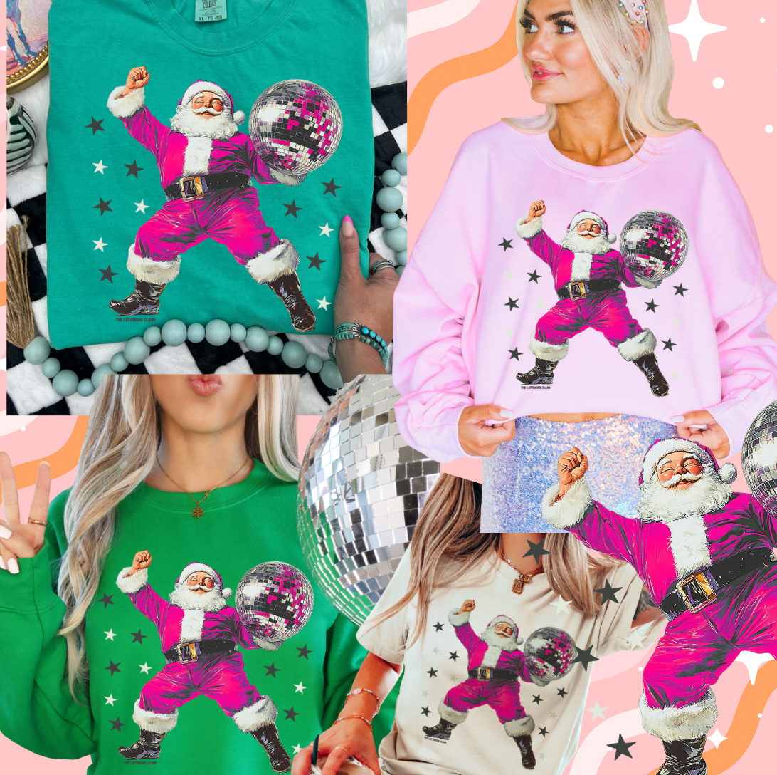 Pink Disco Dancing Santa