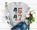 USA Flag-Inspired Distressed Letter Print T-Shirt