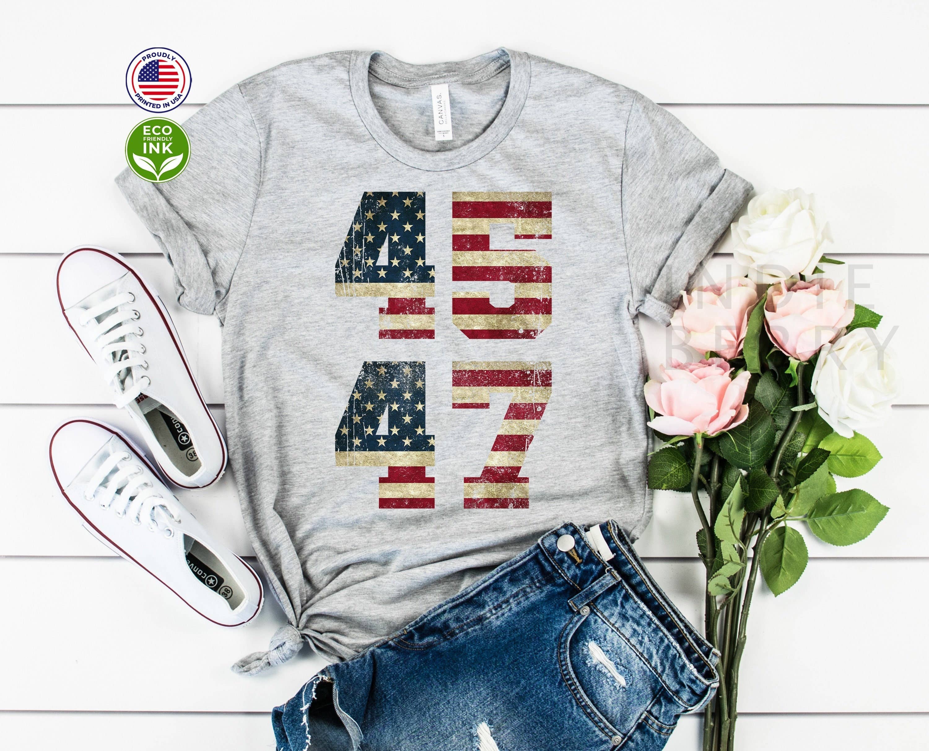 USA Flag-Inspired Distressed Letter Print T-Shirt