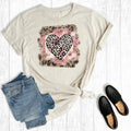 Valentine's Day Leopard Floral Heart Graphic Tee