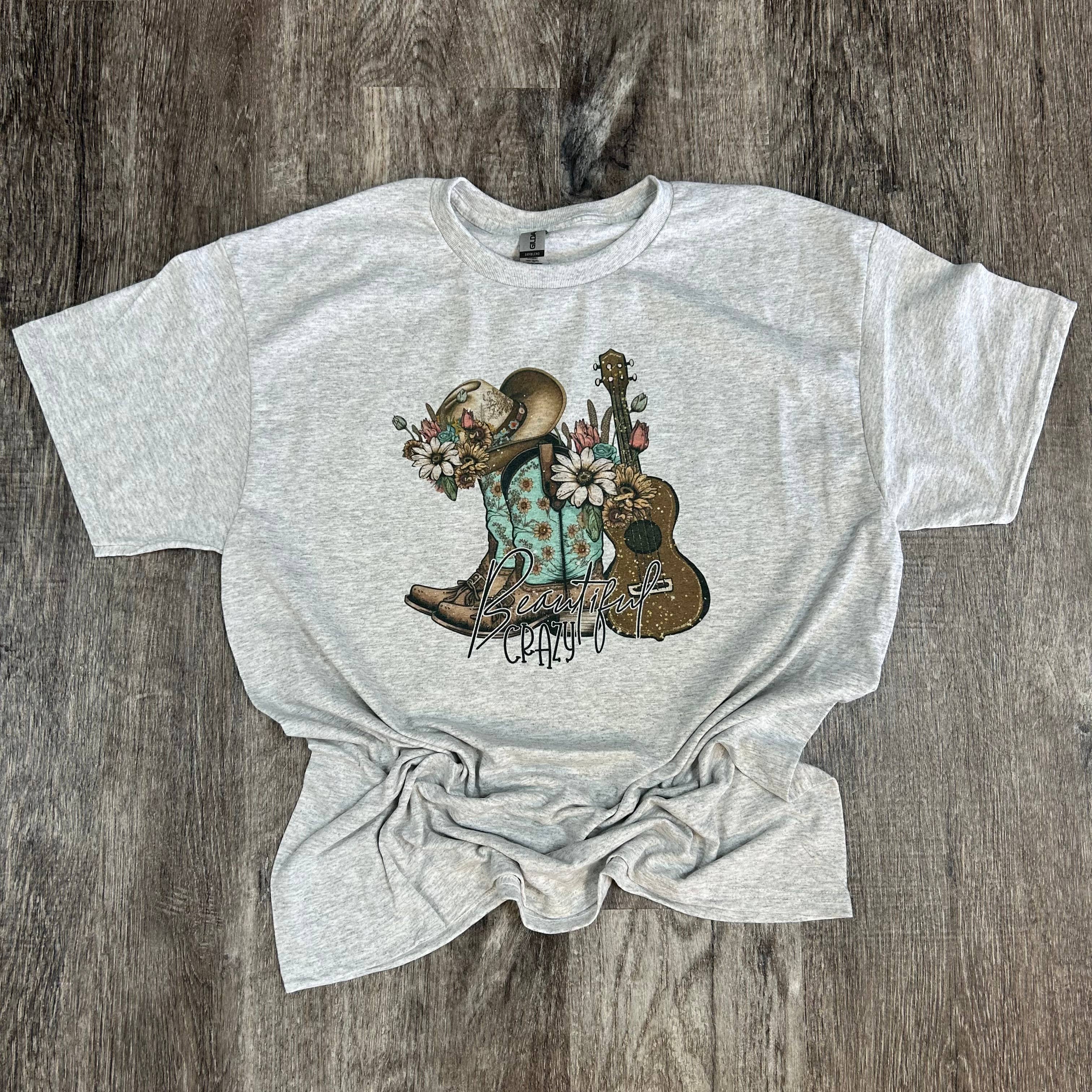 Beautiful Crazy On Ash Gray Tee