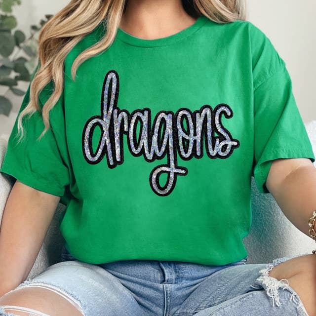 Dragons Sequin Patch Irish Green Everyday Tee