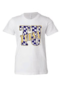 Children's Tu Tulsa Golden Hurricane Twisted Check White Tee