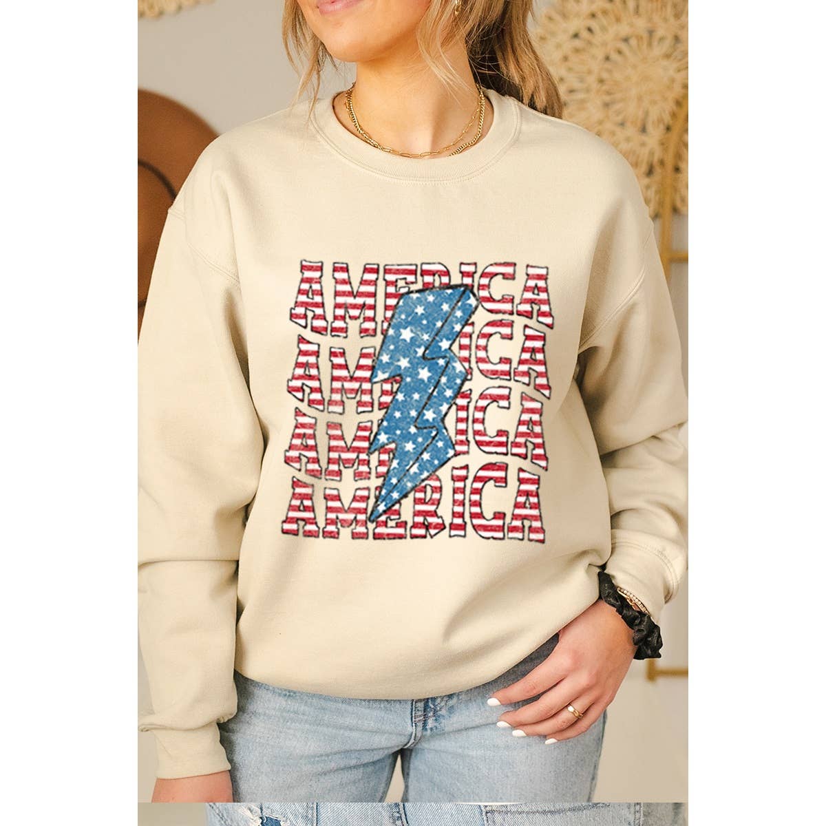 America America America Vintage Graphic Sweatshirts