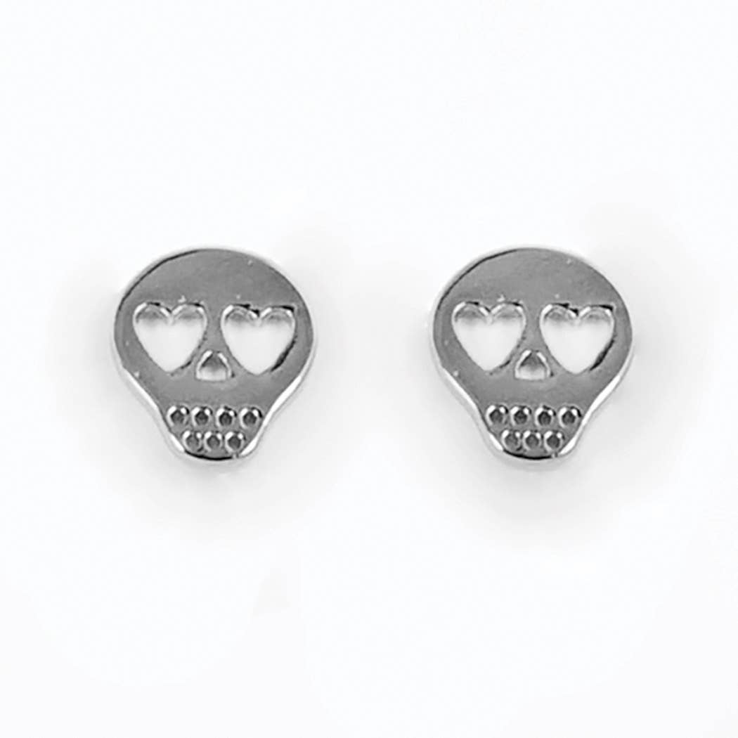 Gold-Dipped Brass Skull Earrings