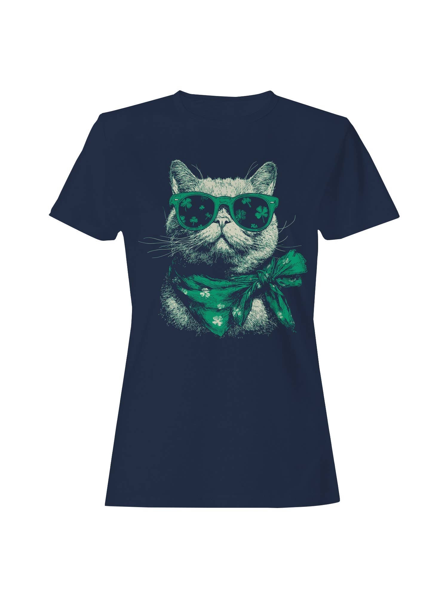 St. Patrick's Day Shamrock Sunglass Cat Coolness Women's Tee