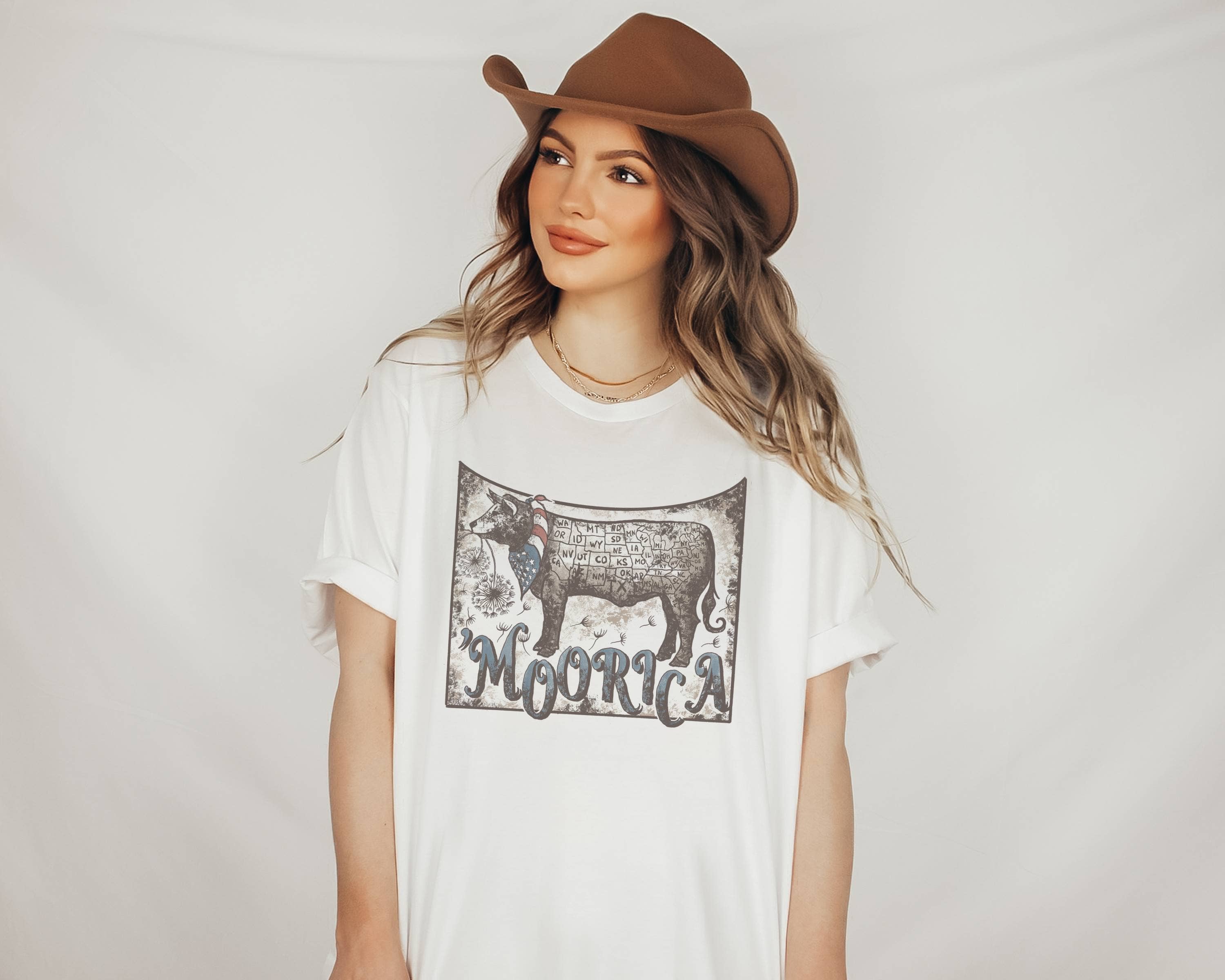 Moorica Tee | Patriotic T Shirt | Cow Usa Tee