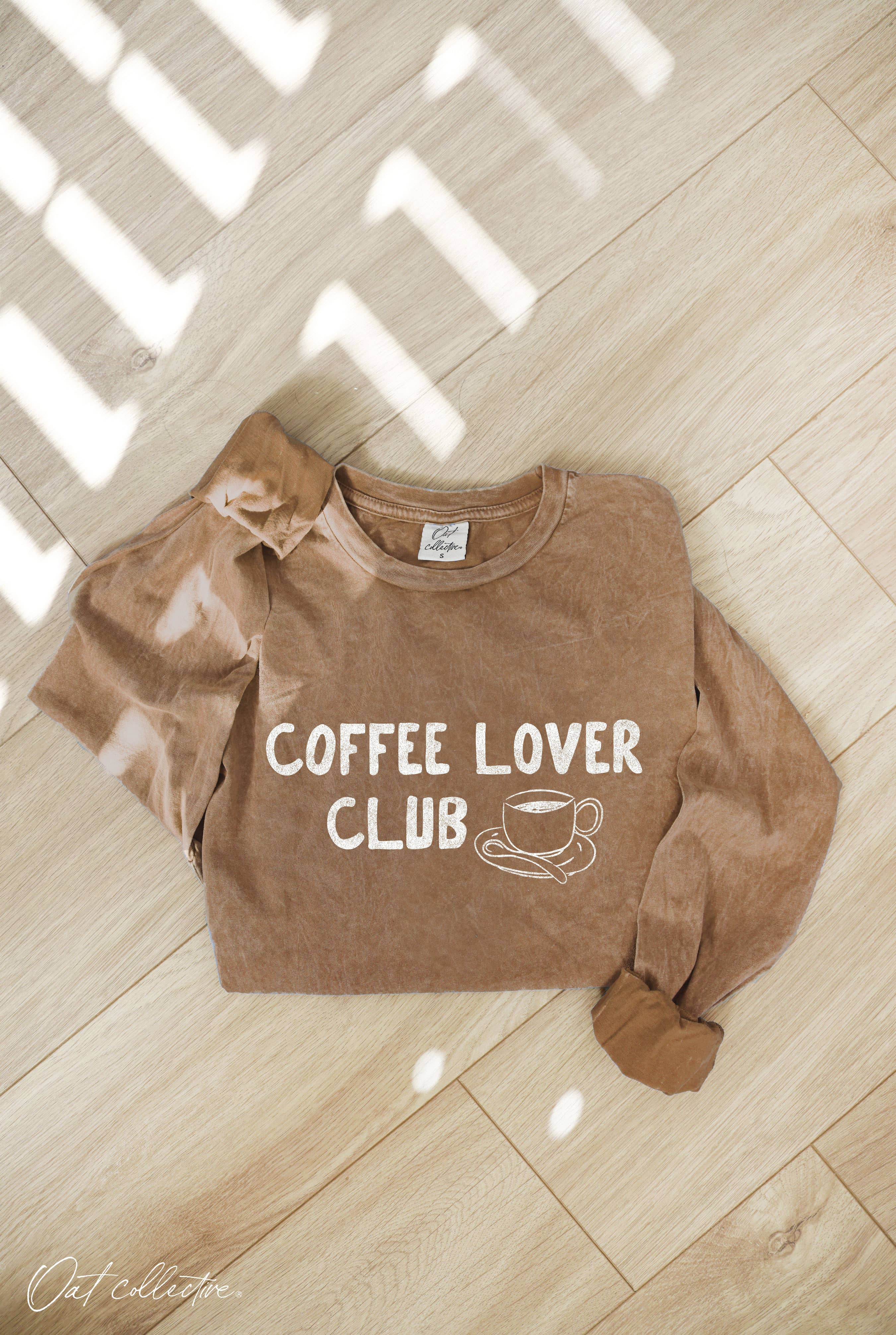 Coffee Lover Club Mineral Washed Long Sleeve Graphic