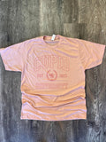 Cupid University Pink Print On Heather Peach Tee