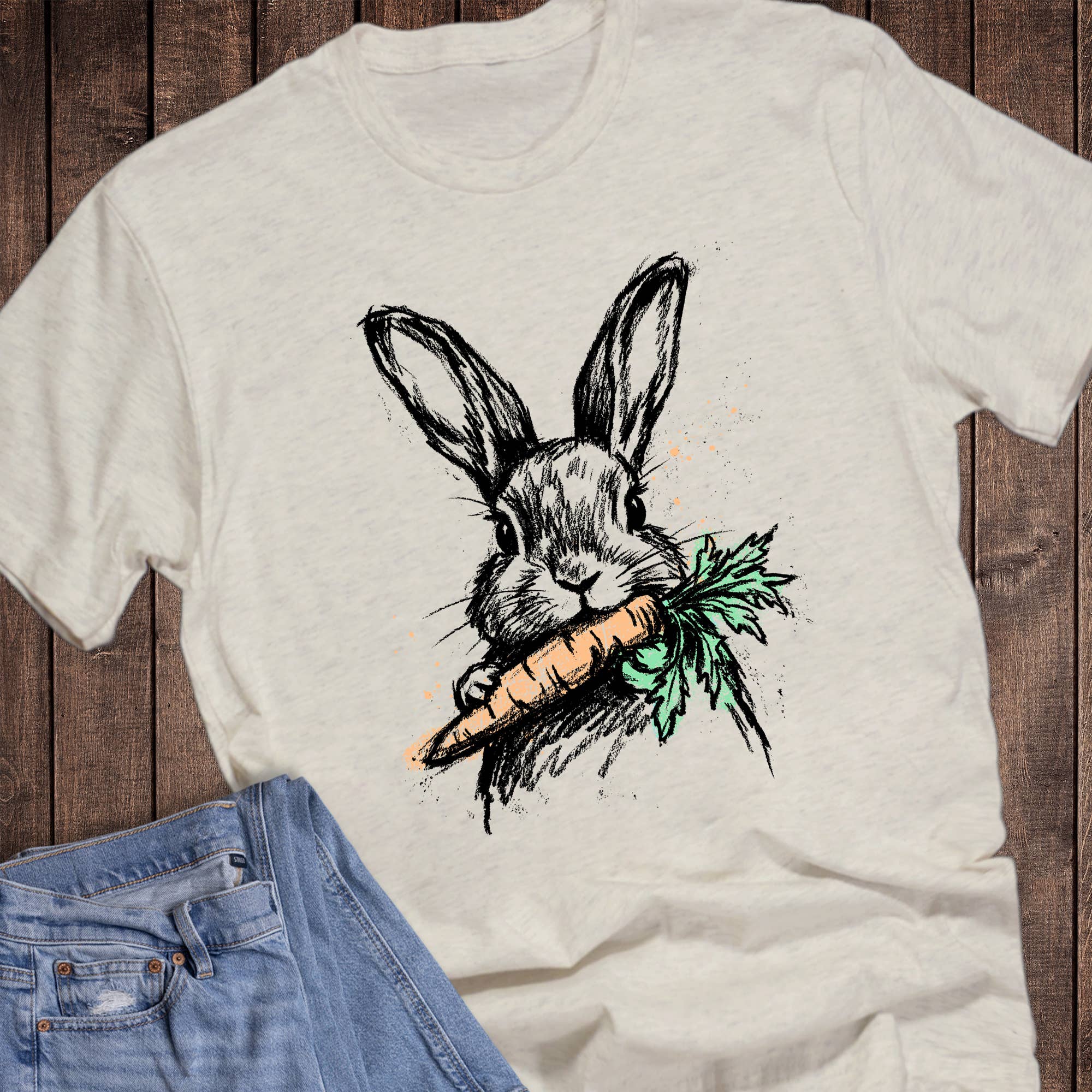 Easter Bunny and Carrot Graphic Tee