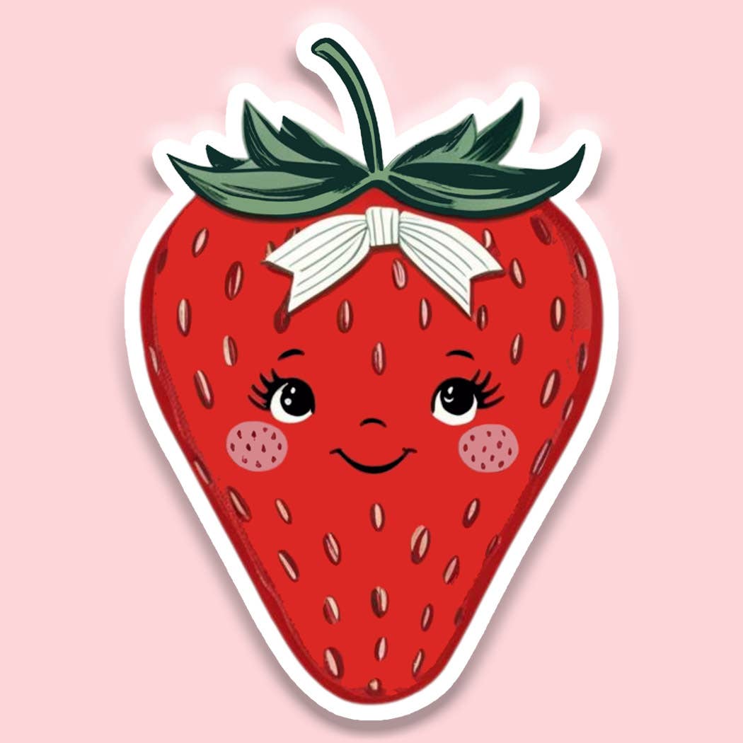 Vintage Strawberry Sticker Decal, Strawberry Sticker