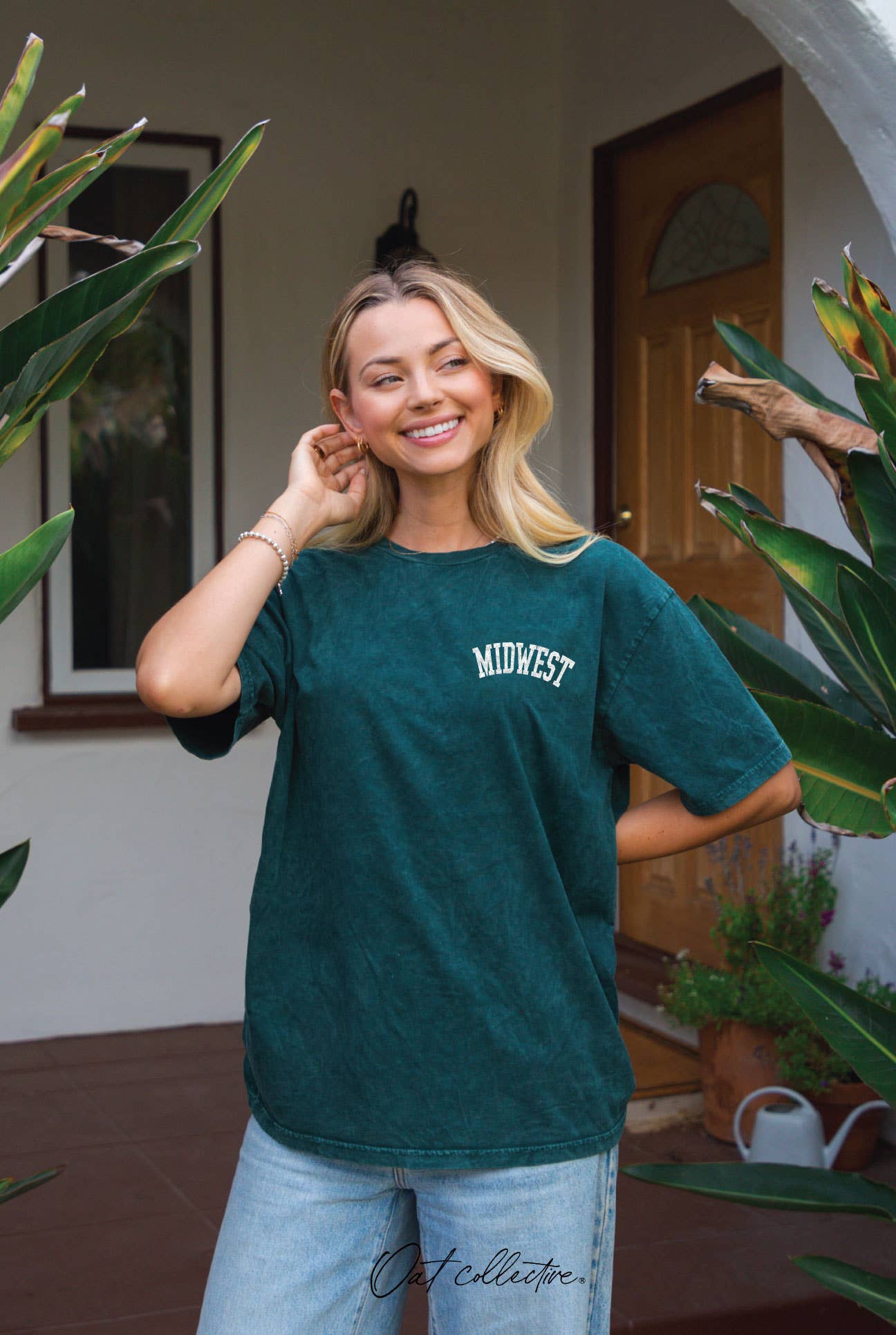 Midwest Chest Print Mineral Washed Graphic Top