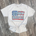 God Bless America Flag On Silver Tee