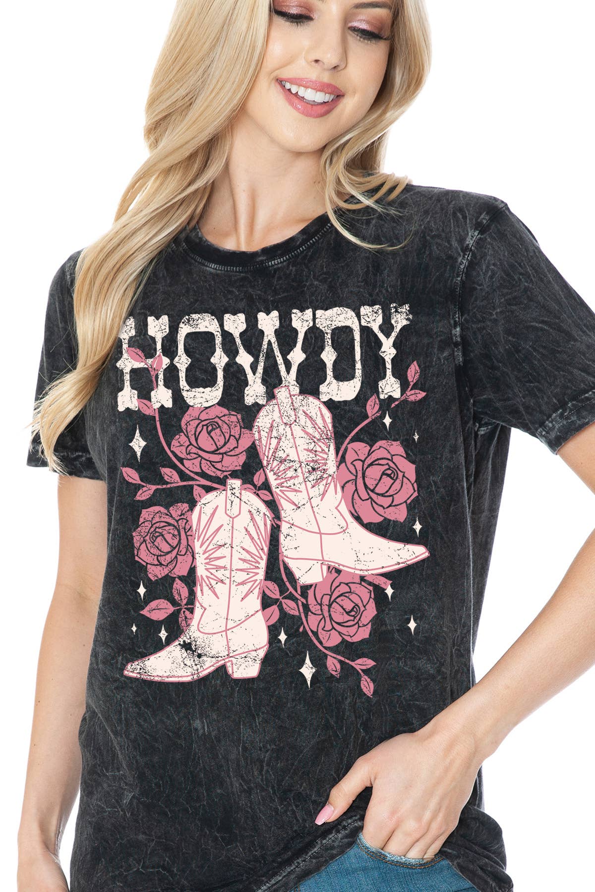 Howdy Cowgirl Boots - Mineral Wash T-Shirt
