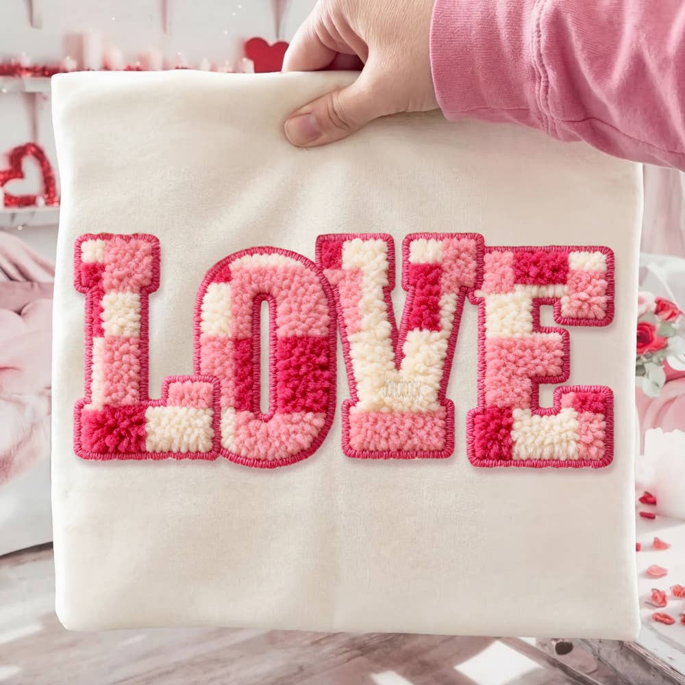 Faux Chenille Checkered Love Tee