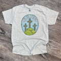 He Is Risen Three Crosses On Ash Gray Tee