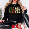 Patterned Christmas Mama Faux Embroidery Sweatshirt