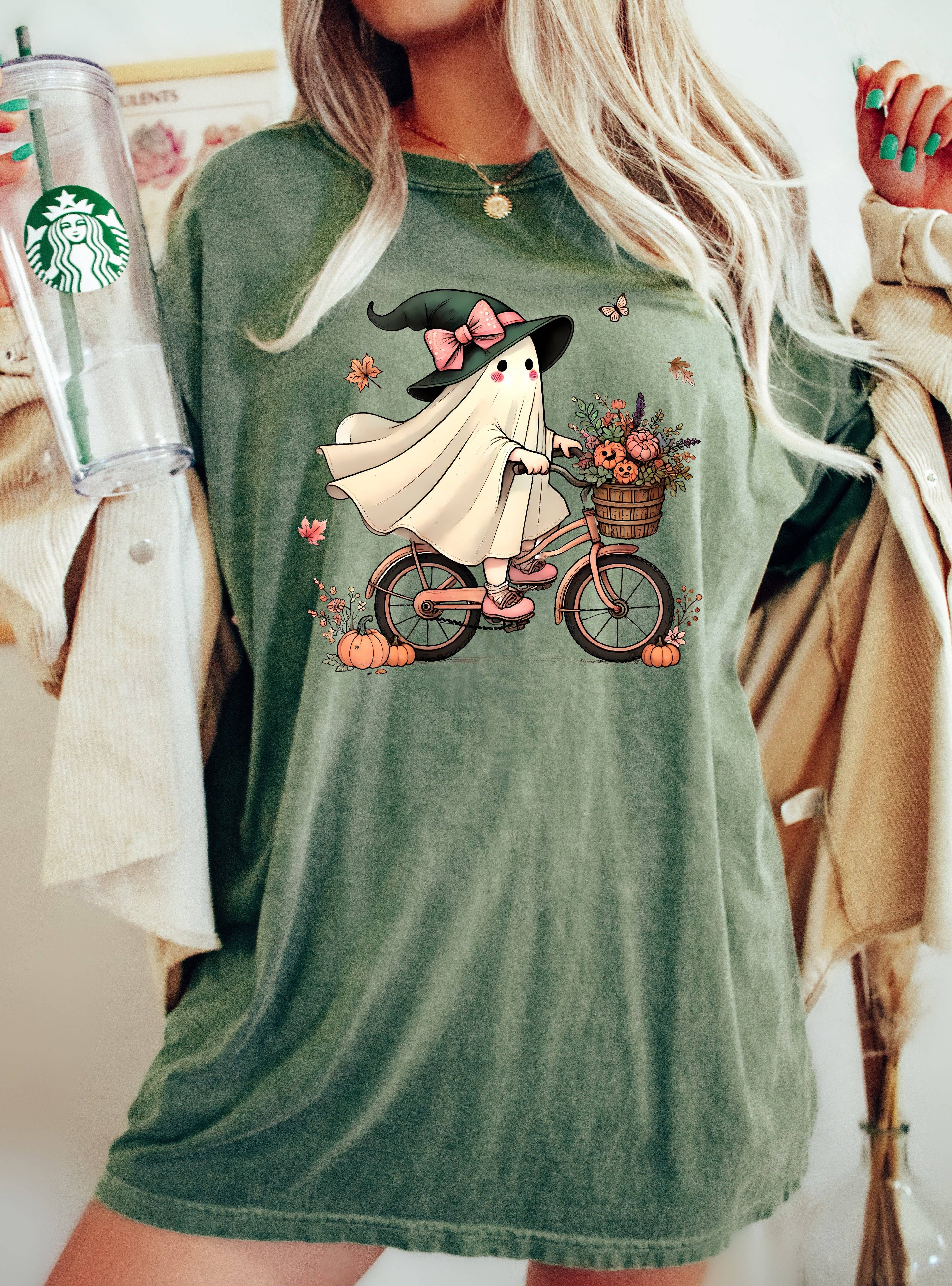 Ghost, Bicycle, Skeleton, Vintage, Western, Halloween Tshirt