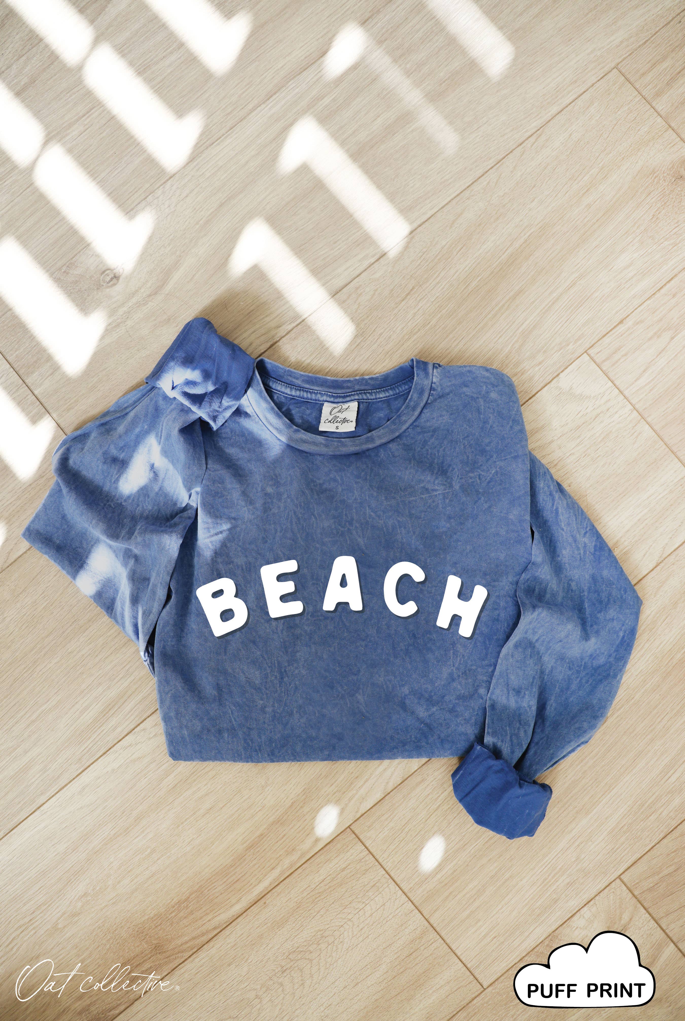 Beach Puff Print Mineral Washed Long Sleeve Graphic