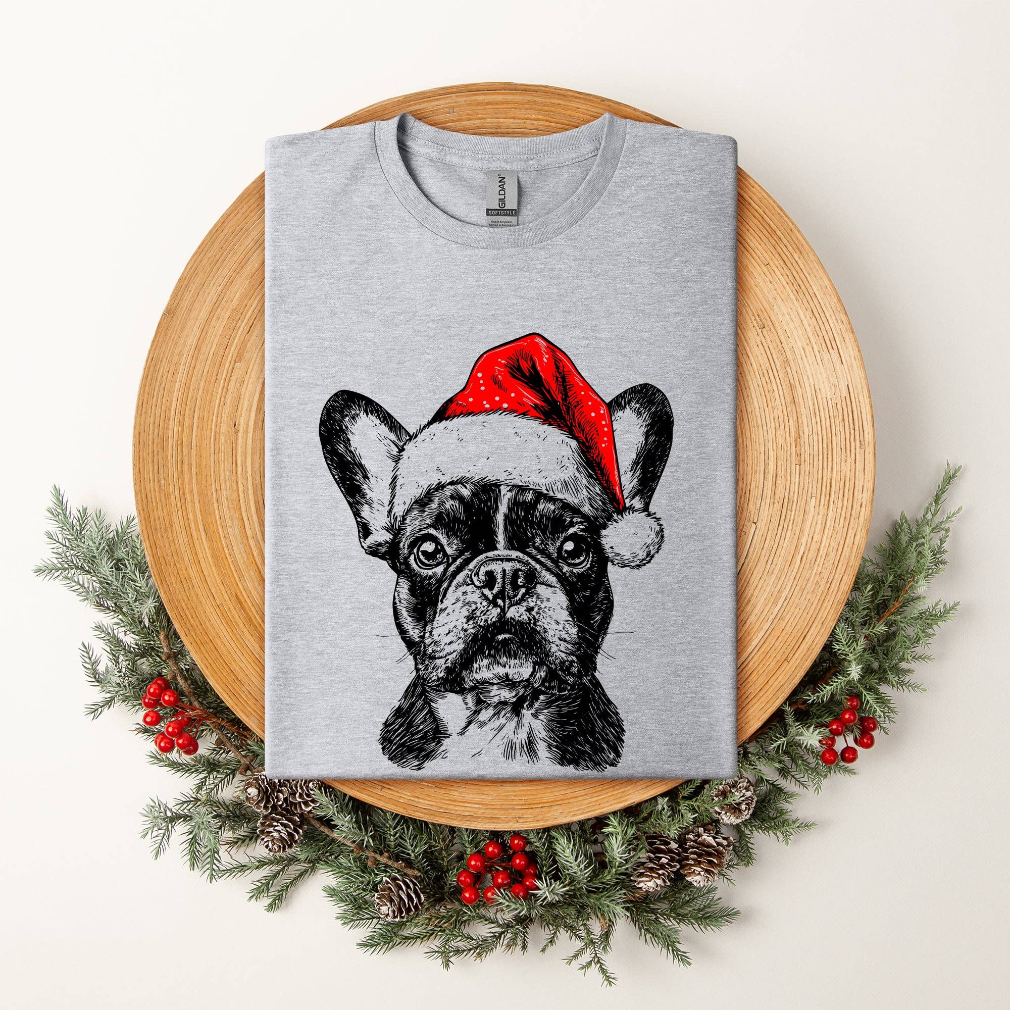 Frenchie, Santa, French Bulldog, Christmas, Dog Pet T-Shirt