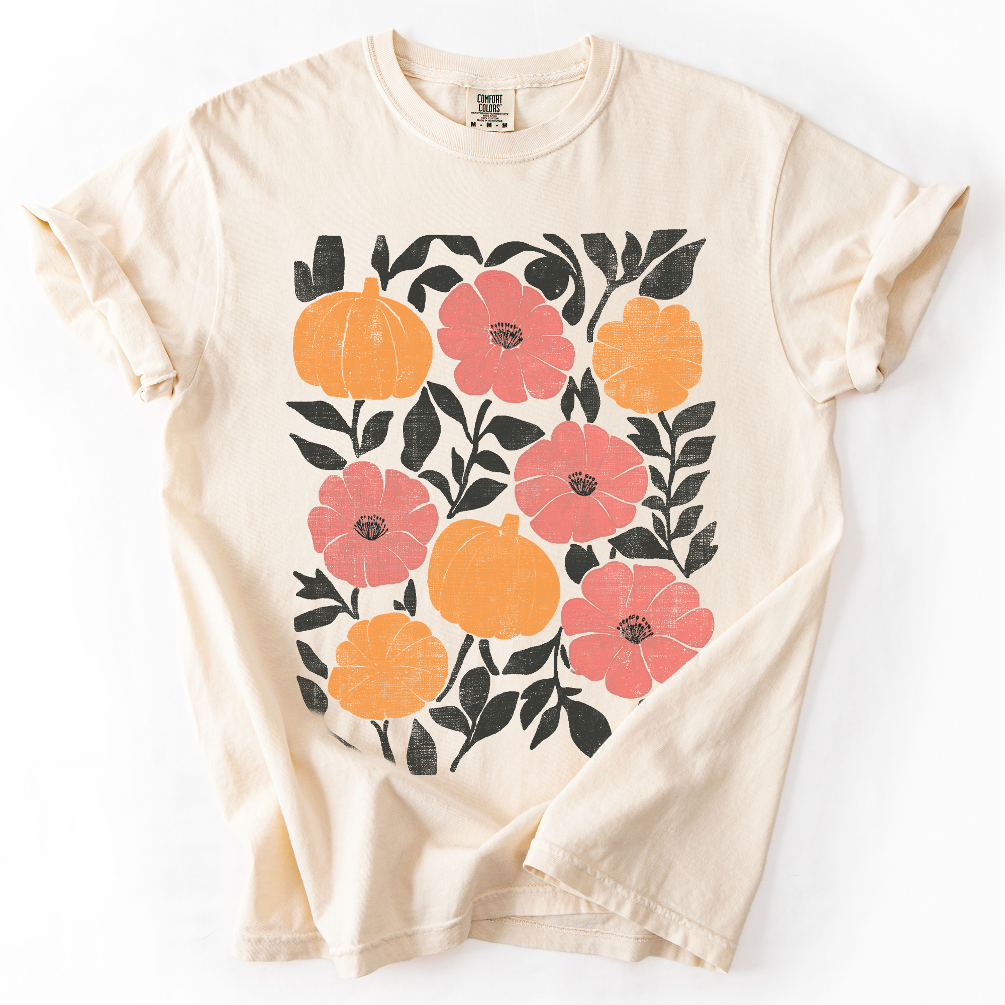 Flowers and Pumpkins Watercolor Beautiful Autumn Fall Tshirt
