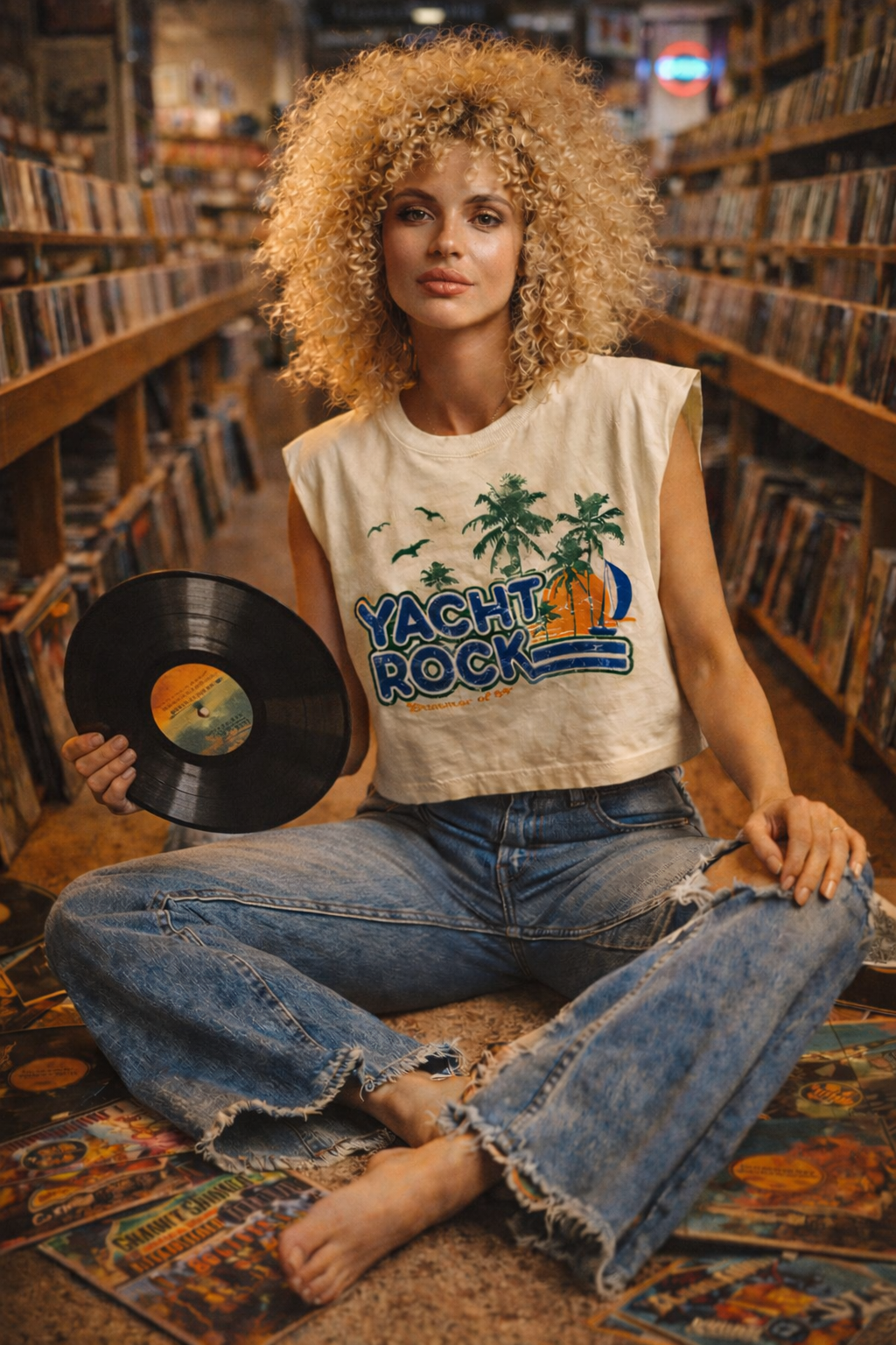 Yacht Rock Summer 89 Boxy Midriff Muscle Top