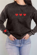 Red Heart Front&Sleeve Puff Mineral Graphic Brush Sweatshirt